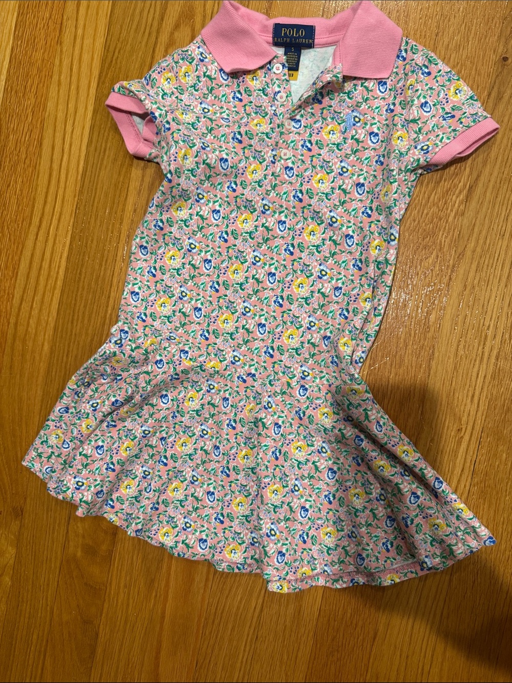 Polo by Ralph Lauren Pink Floral Polo Dress with Contrast Collar